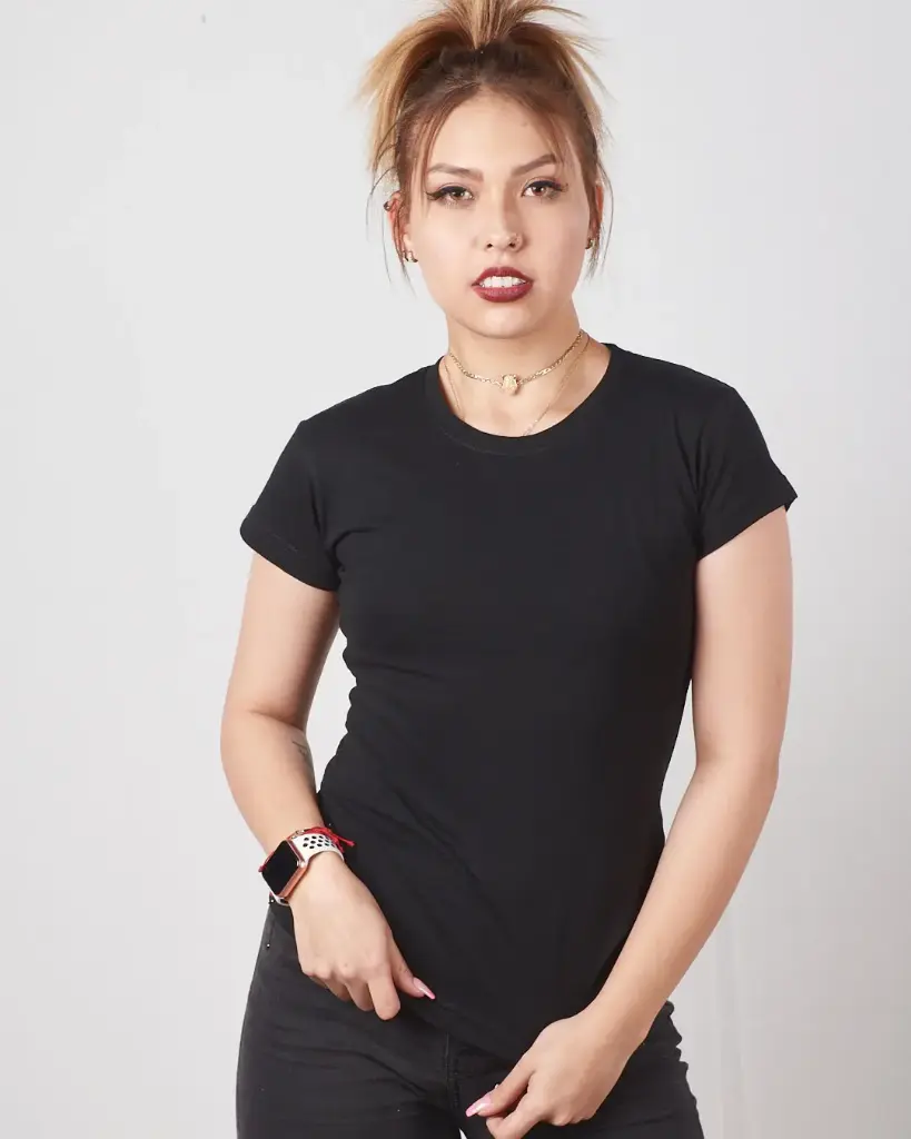 Camiseta Cuello Sencillo Algodón Mujer