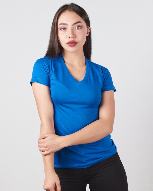 Camiseta Cuello V Algodón Premium Mujer PROMO