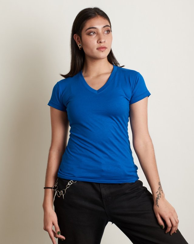 Camiseta Cuello V Polialgodón Mujer PROMO 