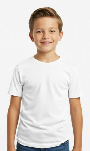 Camiseta Cuello Redondo Poliéster Piel de Durazno Niño