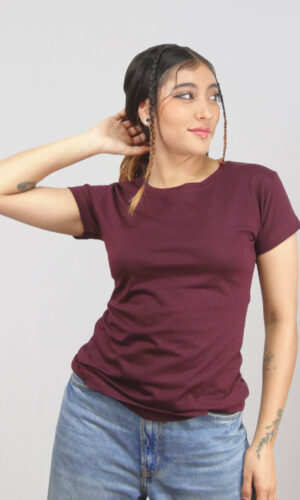 Camiseta Cuello Redondo Algodón Premium Mujer