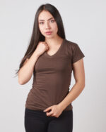 Camiseta Cuello V Algodón Premium Mujer