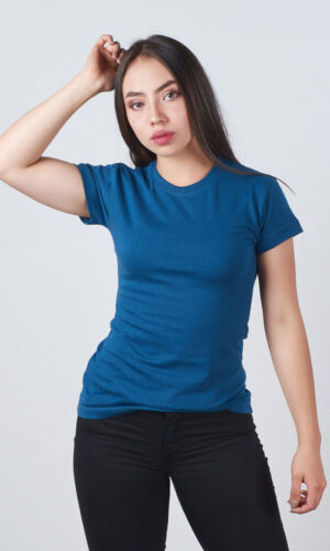 Camiseta Cuello Redondo Sencillo Algodón Mujer